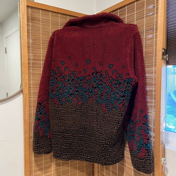 Woolrich Sherpa Fleece Zip Red Brown Jacket - Picture 2 of 3